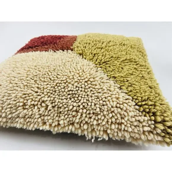 Vintage 1970’s Latch Hook Yarn Retro Geometric 15x15 Square Throw Pillow Finishe - Picture 2 of 10